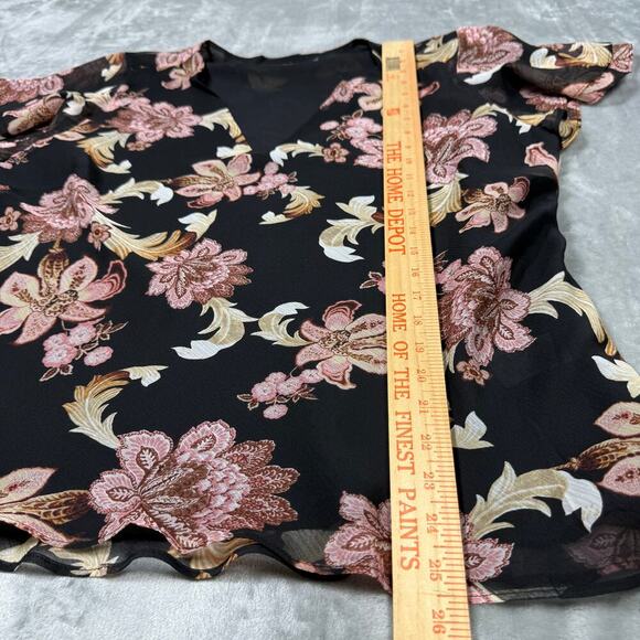 Lauren‎ Ralph Lauren Georgette Top XL Printed Flutter Sleeve - Picture 11 of 11